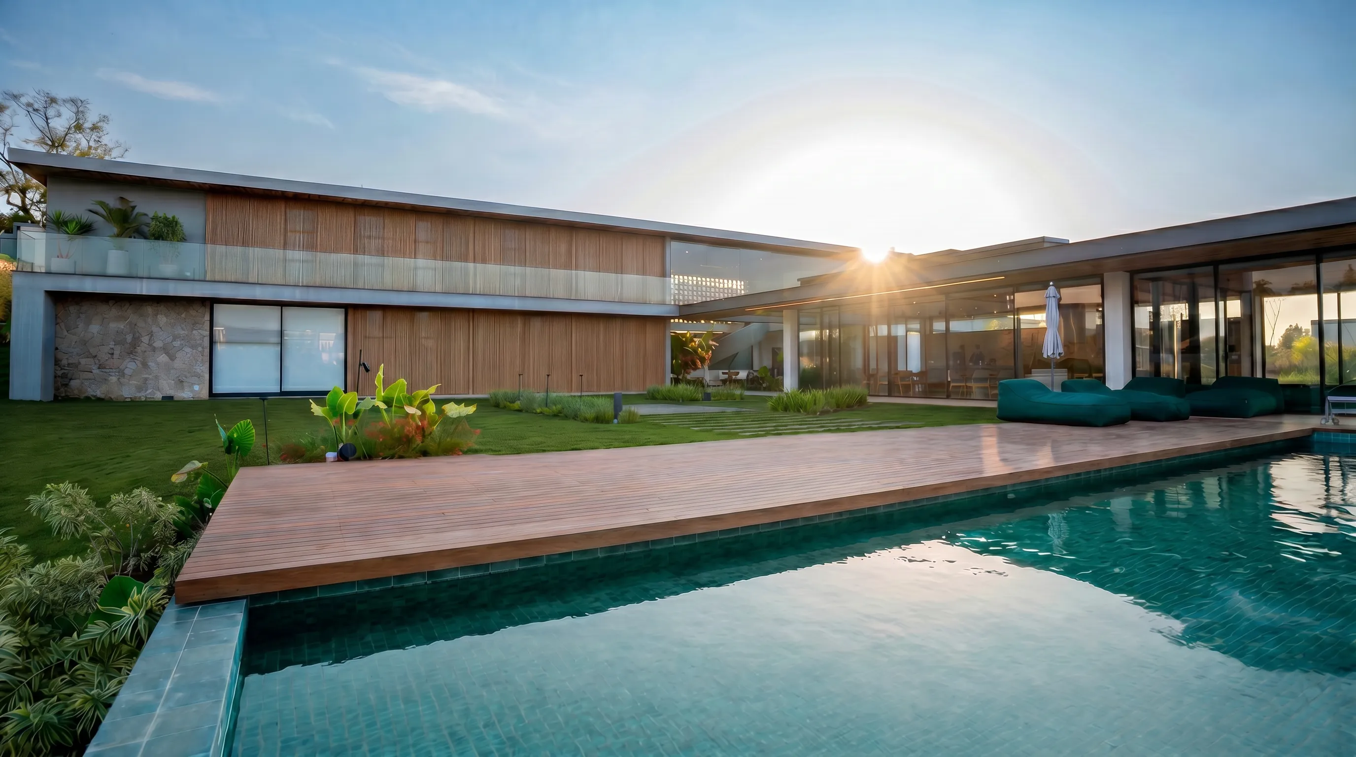 Casa Hof no Porto São Pedro em Porto Feliz, residência de alto padrão em aço pesado e Steel Frame com piscina e fachada de vidro